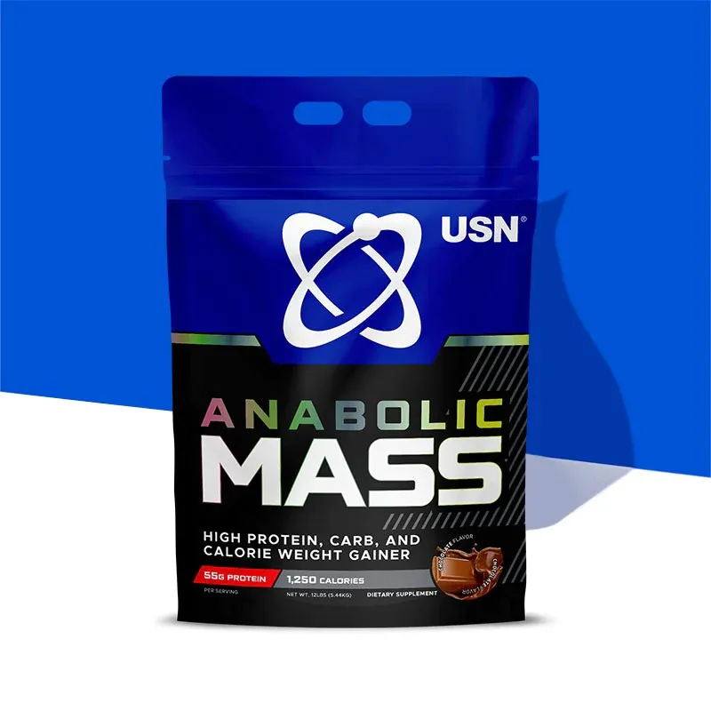 USN Anabolic Mass Gainer 12lbs (5.44kg) Chocolate with high protein,high calories and high carb