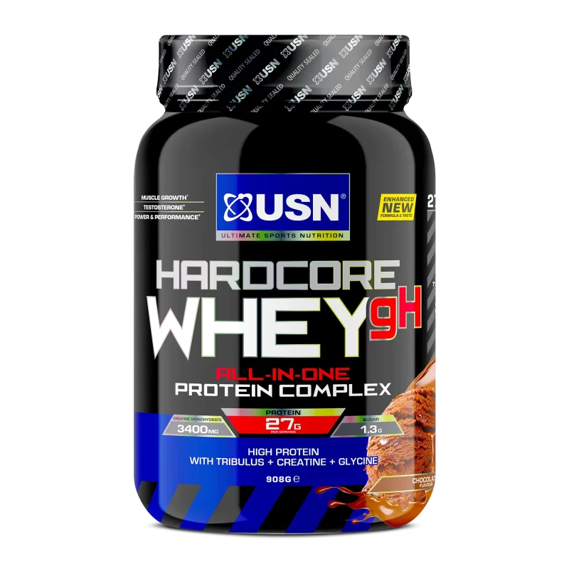 USN Hardcore Whey GH 908g Dutch Chocolate ,All In One Protein Complex,Increases Lean, Dense And Strong Muscle Fibres