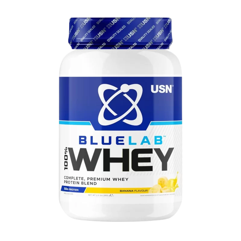 USN UK Blue Lab Whey Banana 908g, Premium Whey Protein Powder, Scientifically-formulated, High Protein Post-Workout Powder Supplement with Added BCAAs