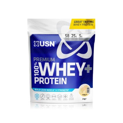 USN 100% Premium Whey + 2kg Bag vanilla, Premium Whey Protein Powder, Scientifically-formulated, High Protein Post-Workout Powder Supplement with Added BCAAs